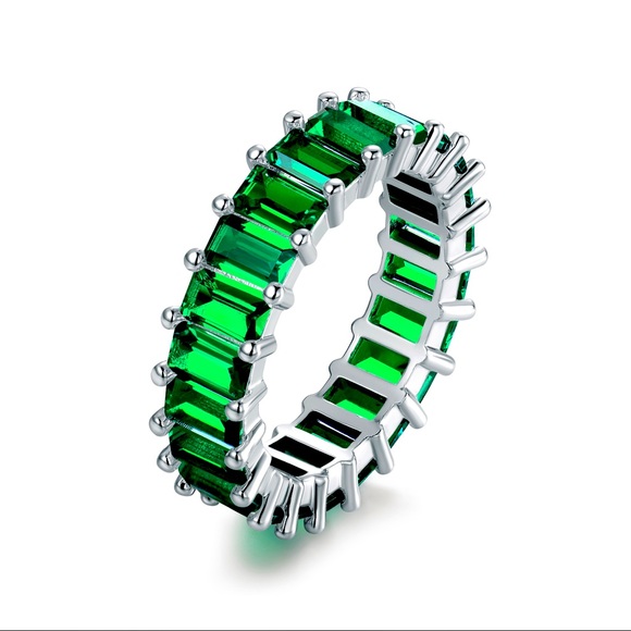 STERLING SILVER EMERALD CUT - Picture 1 of 2